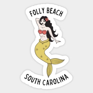 Folly Beach South Carolina Mermaid Sticker